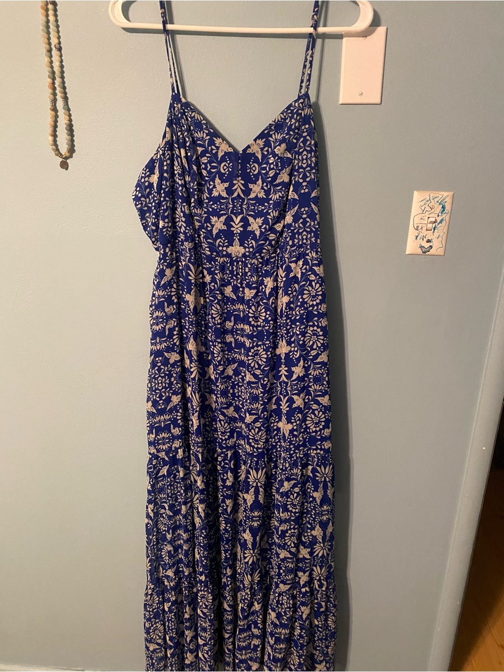 Xhilaration Blue Floral Spaghetti-Strap Maxi Dress